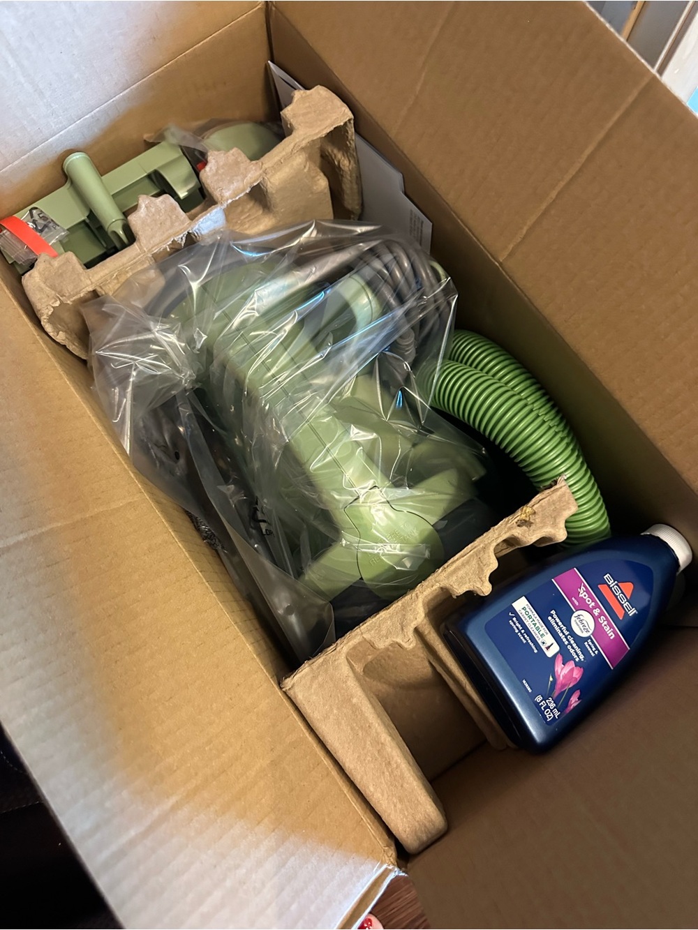 Bissell Green and Red Carpet Cleaner Parts with Manual and Solution